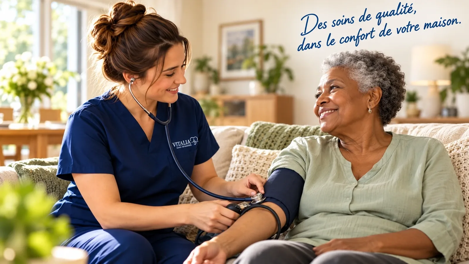 Soins et accompagnement VITALIA à domicile. Des soins de qualité, dans le confort de votre maison.